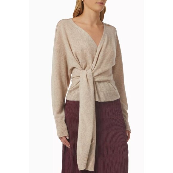 SIMKHAI Anna Cashmere Wrap Sweater GRAY SAGE GREEN Womens Size XS - Picture 1 of 11